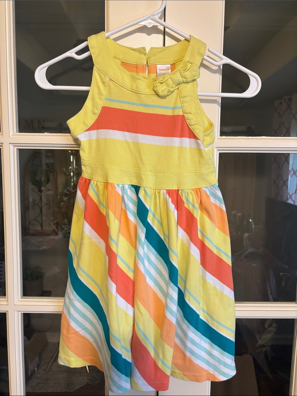 Gymboree Yellow Multi-Stripe Sundress with Coral & Teal Accents